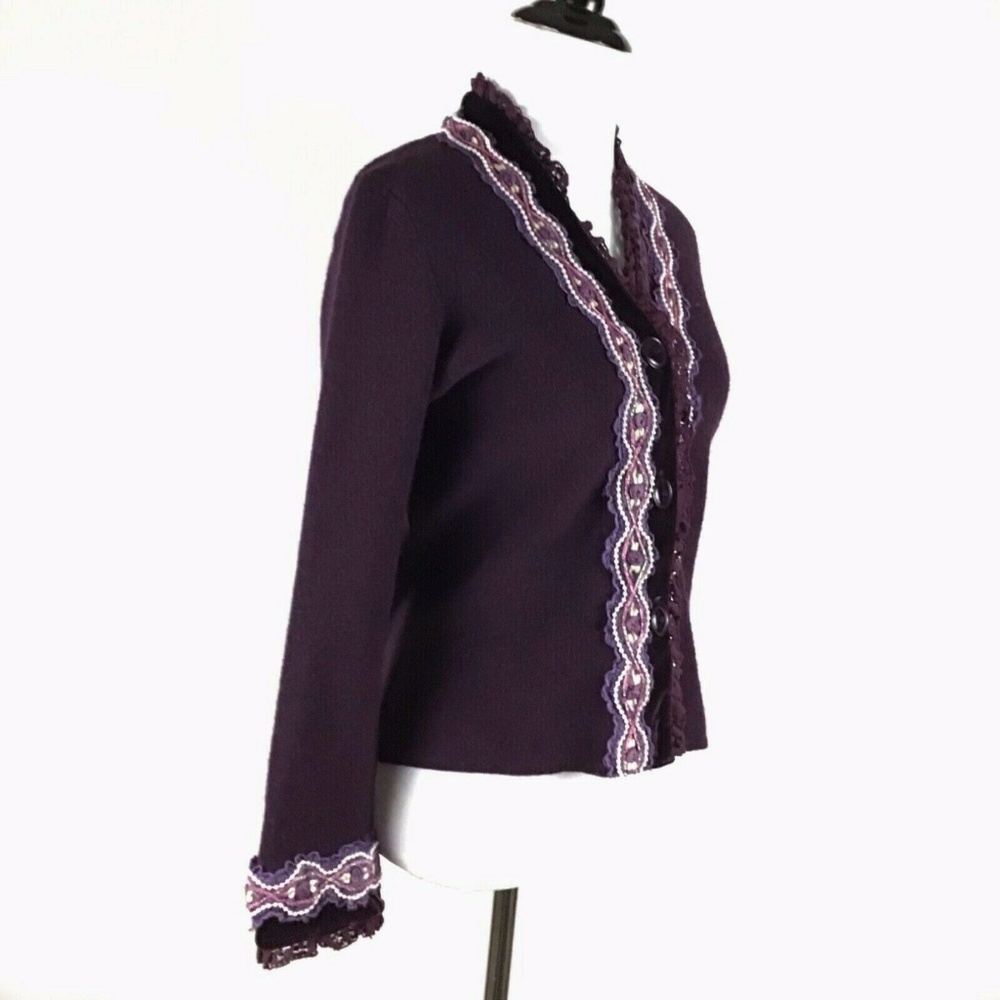 C&M Paris Wool Blend Embellished Cardigan Medium - Picture 2 of 7